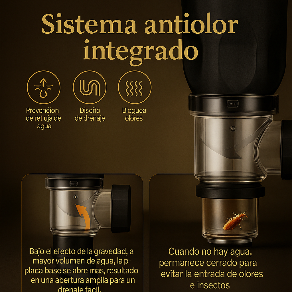 KIT Drenaje Flexible TAMAÑO UNIVERSAL para lavaderos de cocina y baño - Anti Olor y cesta antiresiduos