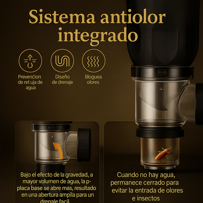 KIT Drenaje Flexible TAMAÑO UNIVERSAL para lavaderos de cocina y baño - Anti Olor y cesta antiresiduos
