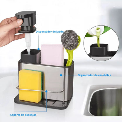 Dispensador de lavavajilla + Porta cubiertos de acero inoxidable | 4 productos en 1 | + REGALOS