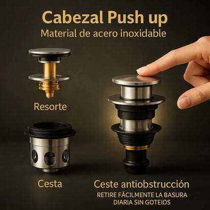 KIT Drenaje Flexible TAMAÑO UNIVERSAL para lavaderos de cocina y baño - Anti Olor y cesta antiresiduos