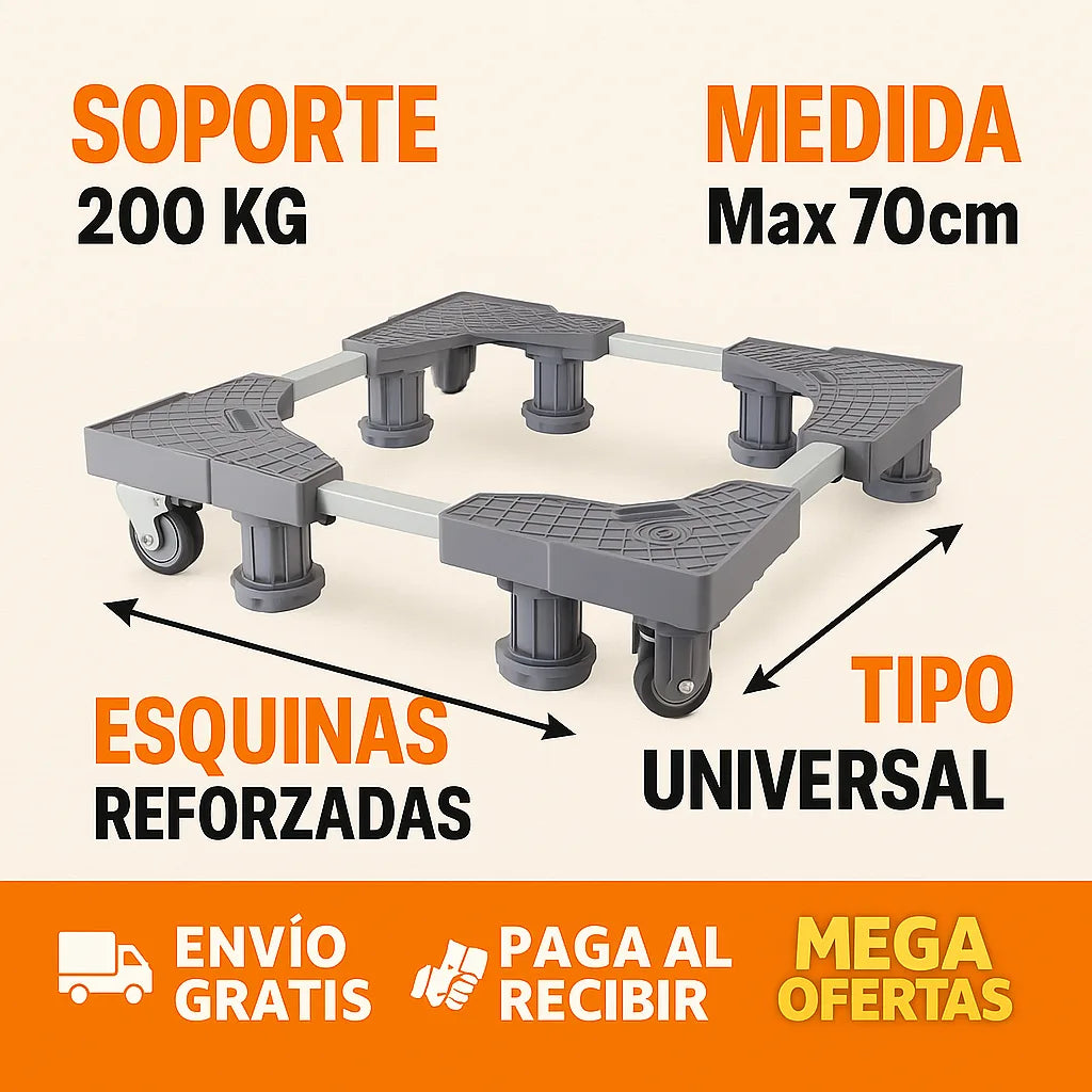 BASE DE METAL CON RUEDAS Y FRENO HASTA 150 KG PARA TODO USO