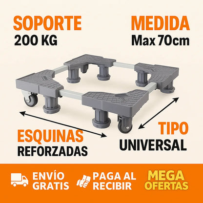 BASE DE METAL CON RUEDAS Y FRENO HASTA 150 KG PARA TODO USO