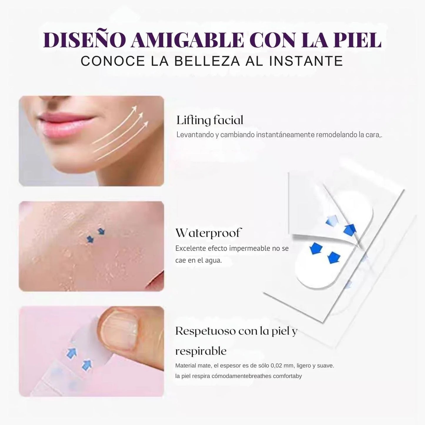 PACK 80 PARCHES LIFTING FACIAL PARA ARRUGAS, PAPADA